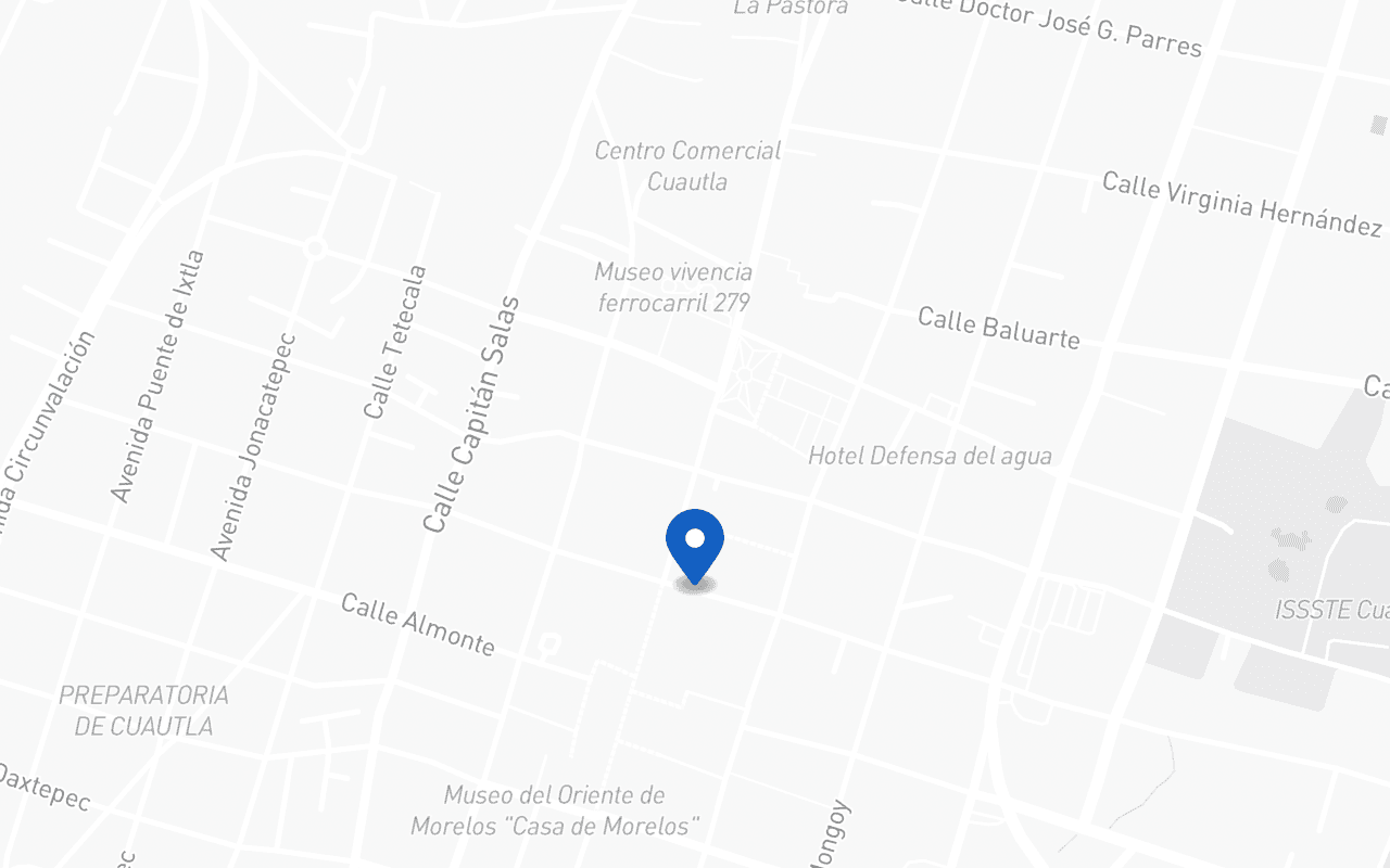 Mapa con la ubicación de la sucursal Cuautla, en Cuautla de Morelos