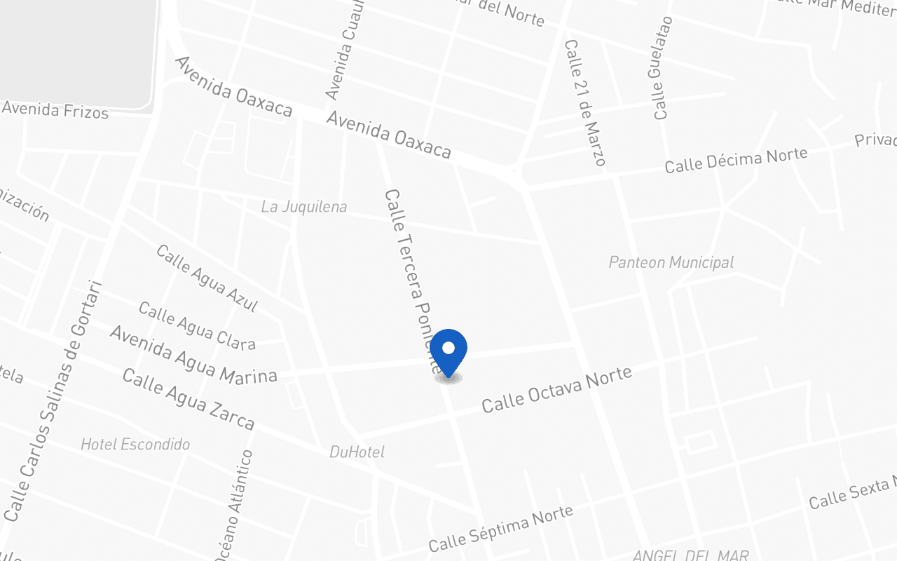 Mapa con la ubicación de la sucursal Puerto Escondido, en Puerto Escondido
