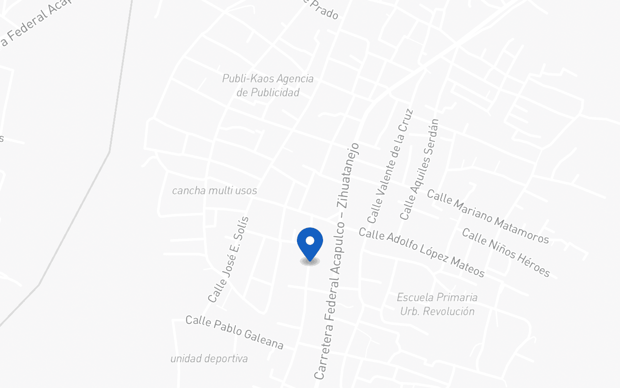 Mapa con la ubicación de la sucursal Tecpan, en Técpan de Galeana