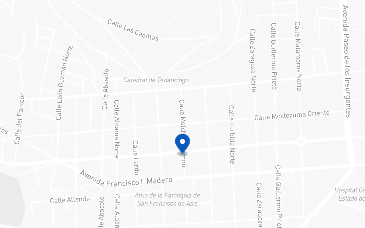 Mapa con la ubicación de la sucursal Tenancingo, en Tenancingo